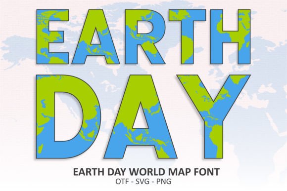Earth Day World Map Font for Crafters and Designers